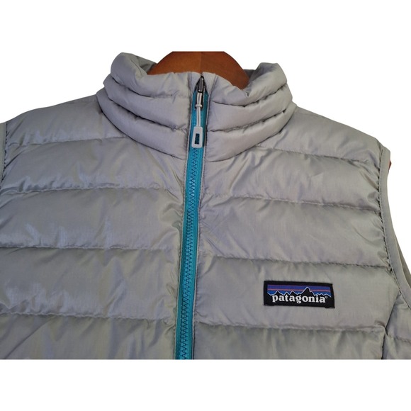 Patagonia Down Sweater Vest Women's Small Gray Teal Insulated Puffer Quilted Zip - Picture 3 of 10